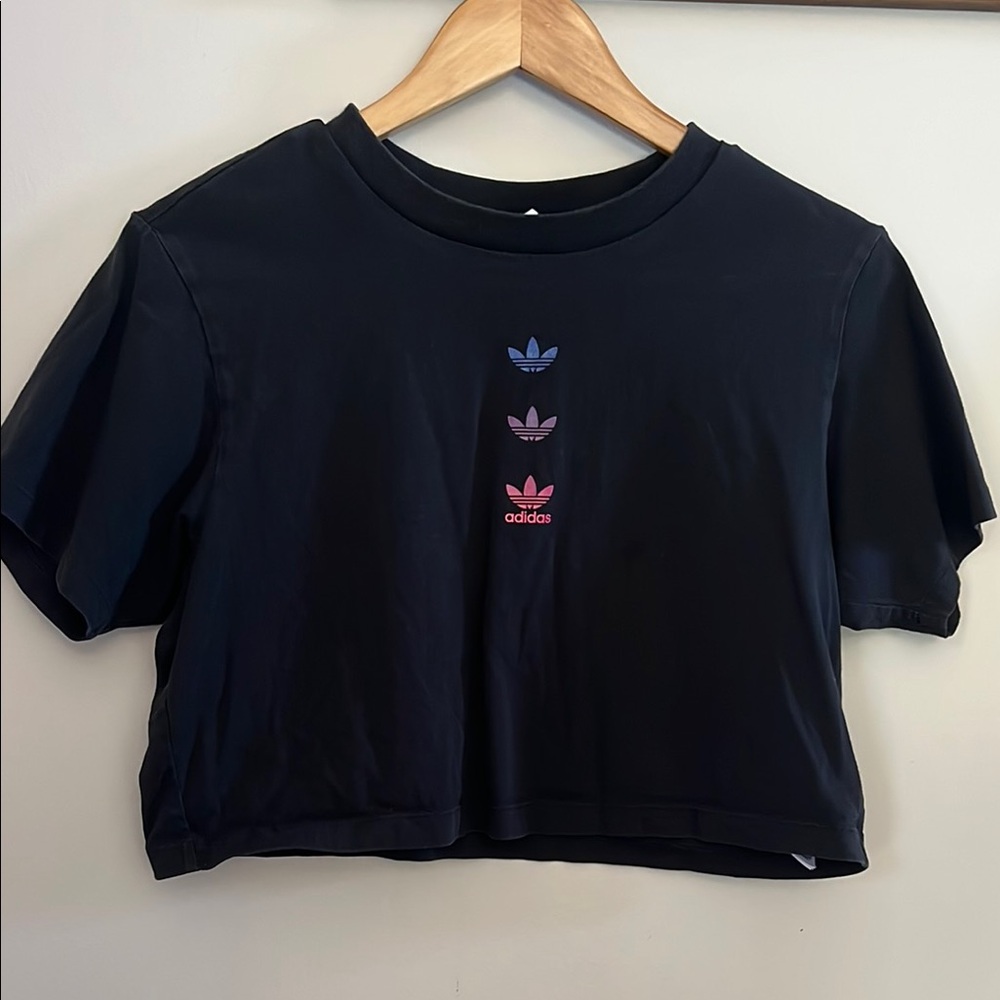 Adidas Blue Short Sleeve Crop T-Shirt